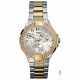 RELOJ GUESS  CORREA PLATEADA DORADA DE ACERO INOXIDABLE, CAJA DE ACERO INOXIDABLE, DAMA