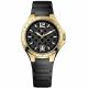 RELOJ TOMMY H CON CORREA NEGRA DE SILI, CAJA DE ACERO INOXIDABLE, DAMA