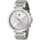 RELOJ TOMMY H CON CORREA PLATEADA DE ACERO INOXIDABLE, CAJA DE ACERO INOXIDABLE, DAMA