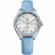 RELOJ TOMMY H CON CORREA AZUL CLARO DE CUERO, CAJA DE ACERO INOXIDABLE, DAMA