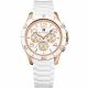 RELOJ TOMMY H CON CORREA BLANCA DE SILI, CAJA DE ACERO INOXIDABLE, DAMA