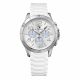RELOJ TOMMY H CON CORREA BLANCA DE SILI, CAJA DE ACERO INOXIDABLE, DAMA