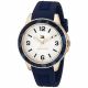 RELOJ TOMMY H CON CORREA AZUL DE SILI, CAJA DE ACERO INOXIDABLE, DAMA
