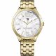 RELOJ TOMMY H CON CORREA DORADA DE ACERO INOXIDABLE, CAJA DE ACERO INOXIDABLE, DAMA