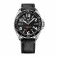 RELOJ TOMMY H CON CORREA NEGRA DE CUERO, CAJA DE ACERO INOXIDABLE, CABALLERO