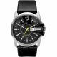RELOJ DIESEL CON CORREA NEGRA DE CUERO, CAJA DE ACERO INOXIDABLE, CABALLERO