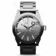 RELOJ DIESEL  CORREA NEGRA PLATEADA DE ACERO INOXIDABLE, CAJA DE ACERO INOXIDABLE, CABALLERO
