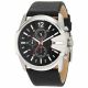 RELOJ DIESEL CON CORREA NEGRA DE CUERO, CAJA DE ACERO INOXIDABLE, CABALLERO