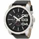 RELOJ DIESEL CON CORREA NEGRA DE CUERO, CAJA DE ACERO INOXIDABLE, CABALLERO
