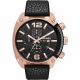 RELOJ DIESEL CON CORREA NEGRA DE CUERO, CAJA DE ACERO INOXIDABLE, CABALLERO