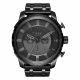 RELOJ DIESEL CON CORREA NEGRA DE ACERO INOXIDABLE, CAJA DE ACERO INOXIDABLE, CABALLERO