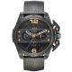 RELOJ DIESEL CON CORREA NEGRA DE CUERO, CAJA DE ACERO INOXIDABLE, CABALLERO
