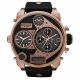RELOJ DIESEL CON CORREA NEGRA DE CUERO, CAJA DE ACERO INOXIDABLE, CABALLERO