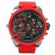 RELOJ DIESEL CON CORREA DE ACERO REVESTIDA DE SILI ROJA, CAJA DE ACERO INOXIDABLE, CABALLERO