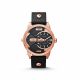 RELOJ DIESEL CON CORREA NEGRA DE CUERO, CAJA DE ACERO INOXIDABLE, CABALLERO