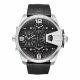 RELOJ DIESEL CON CORREA NEGRA DE CUERO, CAJA DE ACERO INOXIDABLE, CABALLERO