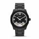 RELOJ FOSSIL CON CORREA NEGRA DE ACERO INOXIDABLE, CAJA DE ACERO INOXIDABLE, CABALLERO