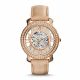 RELOJ FOSSIL CON CORREA BEIGE DE CUERO, CAJA DE ACERO INOXIDABLE, DAMA