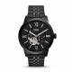 RELOJ FOSSIL CON CORREA NEGRA DE ACERO INOXIDABLE, CAJA DE ACERO INOXIDABLE, CABALLERO