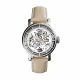 RELOJ FOSSIL CON CORREA BEIGE DE CUERO, CAJA DE ACERO INOXIDABLE, DAMA
