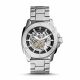 RELOJ FOSSIL CON CORREA PLATEADA DE ACERO INOXIDABLE, CAJA DE ACERO INOXIDABLE, CABALLERO