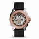 RELOJ FOSSIL CON CORREA NEGRA DE CUERO, CAJA DE ACERO INOXIDABLE, CABALLERO