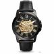 RELOJ FOSSIL CON CORREA NEGRA DE CUERO, CAJA DE ACERO INOXIDABLE, CABALLERO