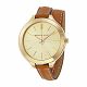 RELOJ MK CON CORREA CARAMEL DE CUERO, CAJA DE ACERO INOXIDABLE, DAMA