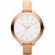 RELOJ MK CON CORREA BEIGE DE CUERO, CAJA DE ACERO INOXIDABLE, DAMA