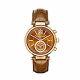RELOJ MK CON CORREA CARAMEL DE CUERO, CAJA DE ACERO INOXIDABLE, DAMA