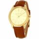 RELOJ MK CON CORREA BEIGE DE CUERO, CAJA DE ACERO DORADO INOXIDABLE, DAMA