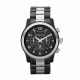 RELOJ MICHAEL KORS  CORREA NEGRA PLATEADA DE ACERO INOXIDABLE, CAJA DE ACERO INOXIDABLE, CABALLERO