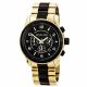 RELOJ MICHAEL KORS  CORREA DORADA NEGRA DE ACERO INOXIDABLE, CAJA DE ACERO INOXIDABLE, CABALLERO