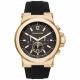 RELOJ MK CON CORREA NEGRA DE SILI, CAJA DE ACERO INOXIDABLE, CABALLERO
