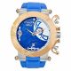 RELOJ MULCO LAFLEUR CON CORREA AZUL DE SILI, CAJA DE ACERO INOXIDABLE, DAMA