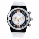 RELOJ MULCO TWO CON CORREA BLANCA DE SILI, CAJA DE ACERO INOXIDABLE, CABALLERO