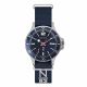 ss color case, blu top ring, blue dial, blue nato strap with white gummy logo