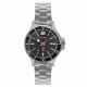ss color case, black top ring, black dial, ss color metal band