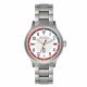 ss color case, white dial with red accent, ss metal band