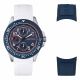 SS CASE NAVY TOP RING NAVY DIAL MULTIFUNCTION INTERCHANGEABLE WHITE & NAVY SILICONE STRAPS, 44MM