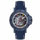 SS  CASE WITH ip blue  WHITE DIAL SKELETON AND WHITE SILICON STRAP