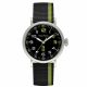 ss color case, black dial, black and acid green cordura strap