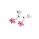 ARETES DE ESTRELLA DE MAR C CON 1 PUNTO AL CENTRO FUCSIA DE NIÑA ESMALTADOS