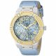 RELOJ GUESS CON CORREA AZUL PITON DE CUERO, CAJA DE ACERO INOXIDABLE, DAMA