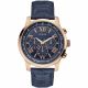 RELOJ GUESS CON CORREA AZUL DE CUERO, CAJA DE ACERO INOXIDABLE, CABALLERO
