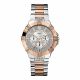 RELOJ GUESS  CORREA PLATEADA ORO ROSA DE ACERO INOXIDABLE, CAJA DE ACERO INOXIDABLE, DAMA