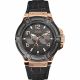 RELOJ GUESS CON CORREA NEGRA DE CUERO, CAJA DE ACERO INOXIDABLE, CABALLERO