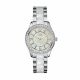 RELOJ GUESS CON CORREA PLATEADA DE ACERO INOXIDABLE Y RESINA BLANCA, CAJA DE ACERO INOXIDABLE, DAMA