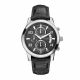 RELOJ GUESS CON CORREA NEGRA DE CUERO, CAJA DE ACERO INOXIDABLE, CABALLERO