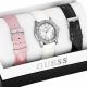 RELOJ GUESS CON CORREAS INTERCAMBIABLES DE CUERO, CAJA DE ACERO INOXIDABLE, DAMA